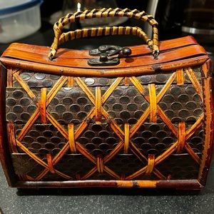 Vintage bamboo and wood purse